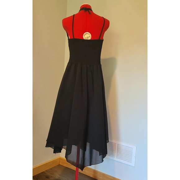 CharMma Women's Gothic Bow Neck Cross Back Sleeveless Floral Lace Corset Dress - Picture 3 of 4